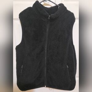 Cozy Black Sherpa Zip-Front Vest